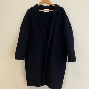 Oak + Fort oversized wool blend cardigan coat navy